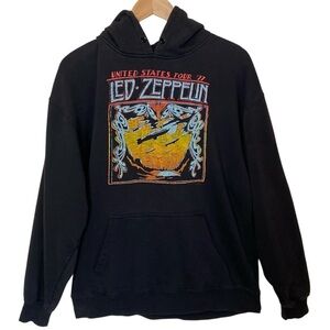 Led Zeppelin 1977 U.S. Tour Hoodie Black Bravado Band Sweatshirt XL RocknRoll